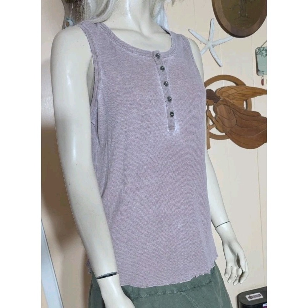 Jane + Delancey Brown Womens Size‎ M Henley Stretch Ribbed Knit Casual Tank Top